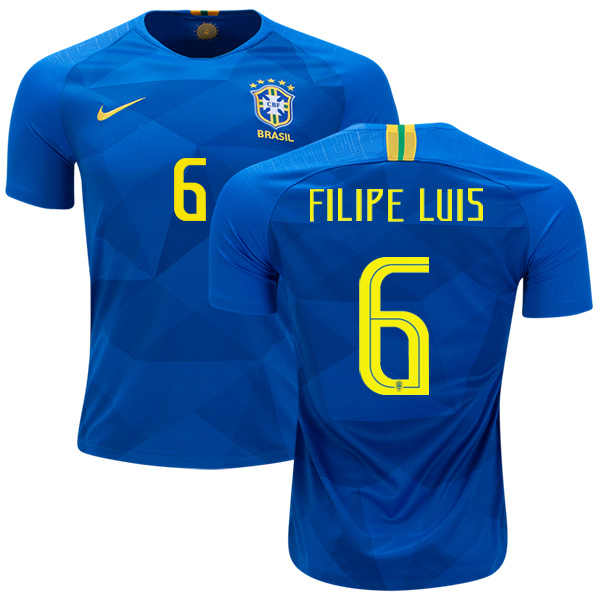 Brazil #6 Filipe Luis Away Soccer Country Jersey - Click Image to Close